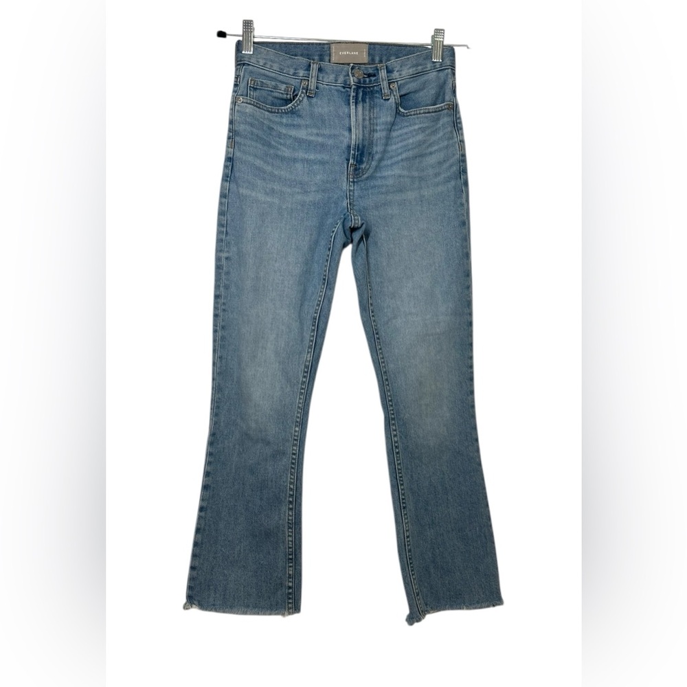 Everlane The Kick Crop Jean Women’s 26R High Rise Light Wash Blue Denim Raw Hem